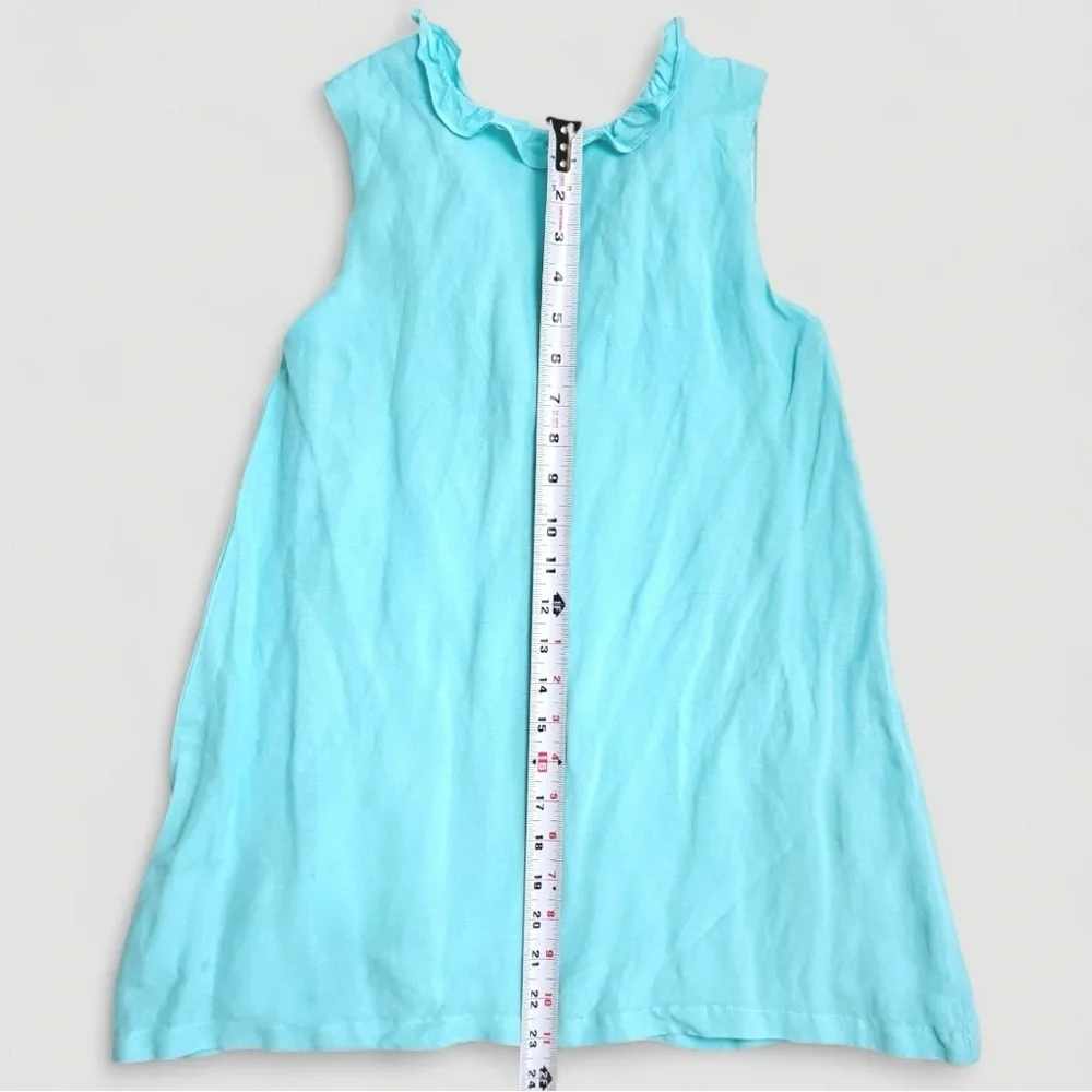 The Oaks Apparel Girls Size 8 Aqua Sleeveless Ruffle Dress with Bow in the Back